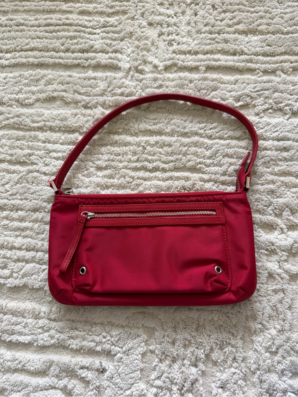 vintage 2000s red nylon Banana Republic small shoulder bag